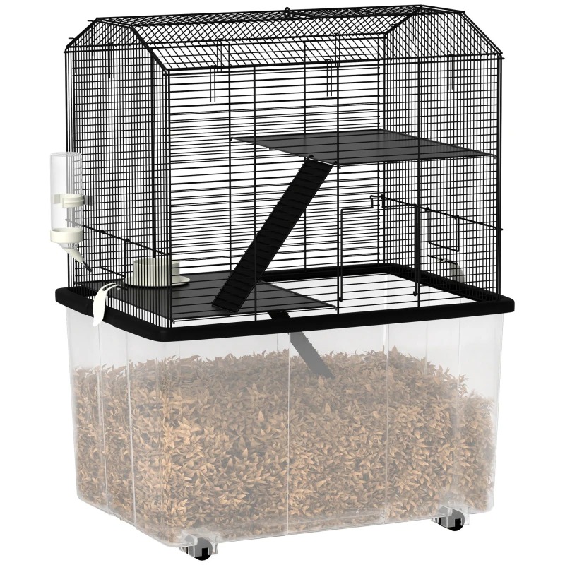 Image of PawHut Hamster Cage - Three-Tier Gerbil Cage w/ Deep Bottom - Ramp - Food Dish TJ Hughes 5063603002265
