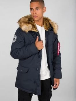Image of Alpha Industries Polar Jacket With Faux Fur Hood - Navy