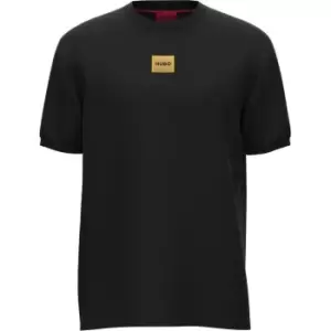 Image of Hugo Diragolino Yellow Patch Logo T-Shirt Black