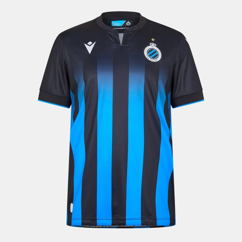 Image of Macron Club Brugge Home Shirt 2023 2024 Adults Blue/Black male Small