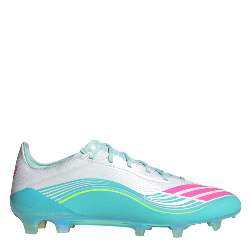 Image of adidas F50 Elite Adults Firm Ground Football Boots Wht/Pink/Blue male 8 (42)