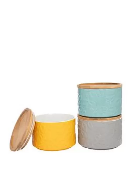 Image of Catherine Lansfield Inga Set Of 3 Stacking Storage Jars