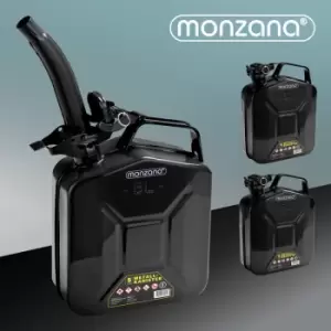 Image of 3x 5 Litre Petrol Can Includes Spout safety bar un approval metal diesel fuel can container Black - Monzana