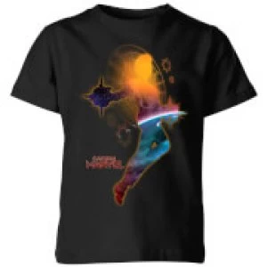 Image of Captain Marvel Nebula Flight Kids T-Shirt - Black - 5-6 Years