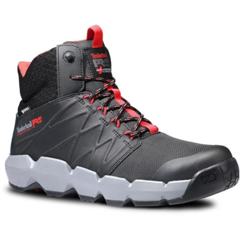 Image of Timberland Pro Mens Morphix 6' Waterproof Safety Boots UK Size 7 (EU 41) Black Red TIM091-BLKRD-7
