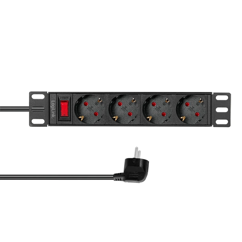 Image of LogiLink PDU4B01 power distribution unit (PDU) 4 AC outlet(s) 1U Black