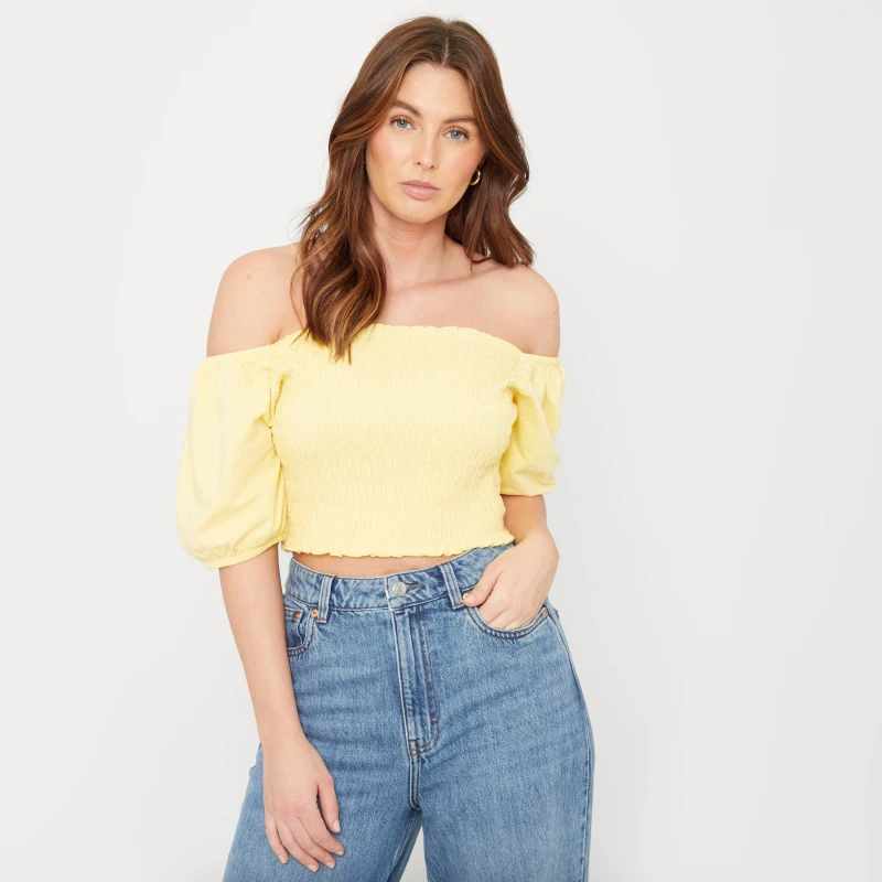Image of Be You Puff Sleeve Top Womens - Yellow Yellow 8