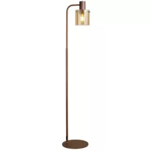Image of Luminosa Lighting - Luminosa Ghent Floor Lamp, E27, Mocha, Amber Glass