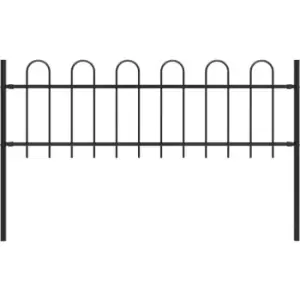 Image of Garden Fence with Hoop Top Steel 1.7 m Black Vidaxl Black