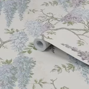 Image of Laura Ashley Duck Egg Wisteria Smooth Wallpaper