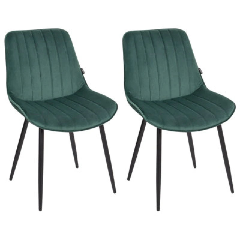 Image of Beliani Set Of 2 Dining Chairs Dubrovnik Velvet Emerald Green