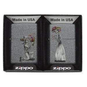 Image of Zippo Day of The Dead Skulls Iron Stone Regular Lighter Set