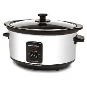 Image of Morphy Richards 3.5 Litre Oval Slow Cooker - Polished Stainless Steel