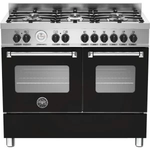 Image of Bertazzoni MAS100-6-MFE-D-NEE Master Series 100cm Double Oven Dual Fuel Range Cooker - Black