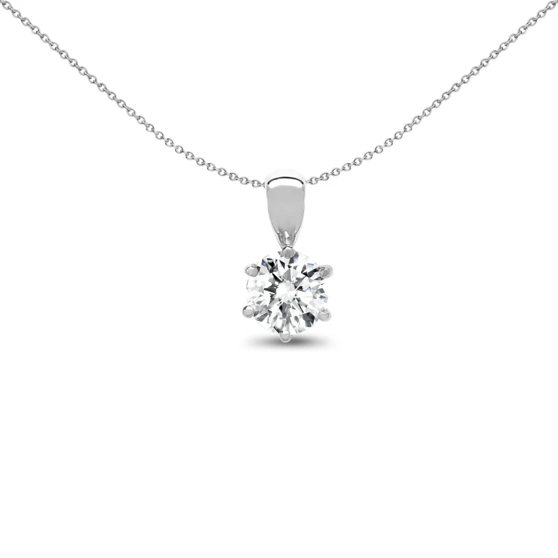 Image of Jewelco London 18ct White Gold 0.1ct Diamond Solitaire Charm Pendant - 18P007-010 Silver
