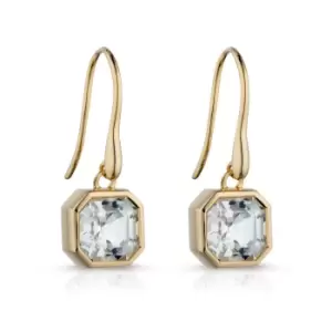 Image of JG Signature 9ct Gold White Topaz Asscher-Cut Drop Earrings
