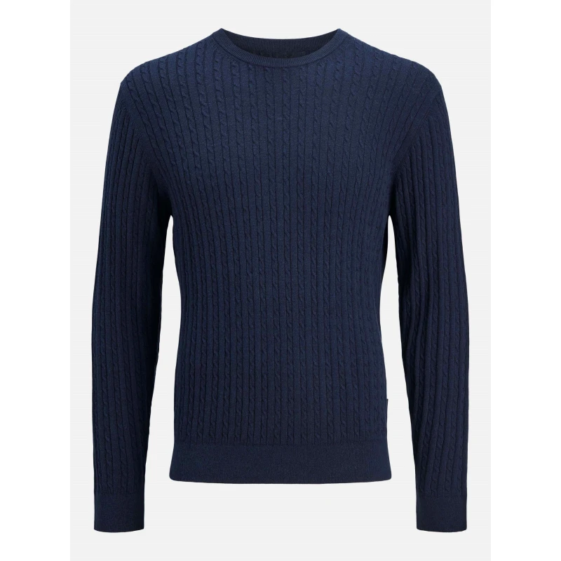 Image of Jack and Jones Emil Cable Knit Jumper Mens Navy Blazer male S