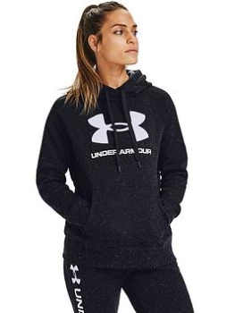 Image of Under Armour Rival Fleece Logo Hoodie - Black/White Size XL Women