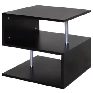 Image of HOMCOM Wooden S Shape Cube Coffee Console Table 2 Tier Storage Shelves Organizer Office Bookcase Living Room End Desk Stand Display (Black)