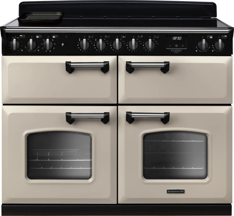 Image of Rangemaster CLDLB110EIPPCR/CM1 Classic Deluxe BC 110cm Induction Range Cooker Chrome Trim 14930 - Pale CREAM CLDLB110EIPPCR/CM1