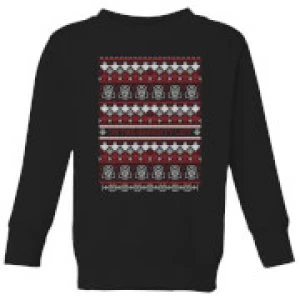 Image of Star Wars On The Naughty List Pattern Kids Christmas Sweatshirt - Black - 5-6 Years
