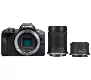 Image of Canon EOS R100 Mirrorless Camera with RF-S 18-45mm f/4.5-6.3 IS STM & 55-210 mm f/5-7.1 IS STM Lens, Black