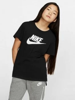 Image of Nike Sportswear Basic Futura T-Shirt - Black/White, Size XS, 6-8 Years, Women