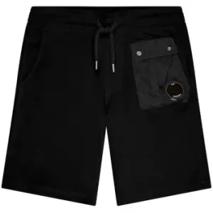 Image of CP COMPANY Boys Fleece Mix Shorts - Black