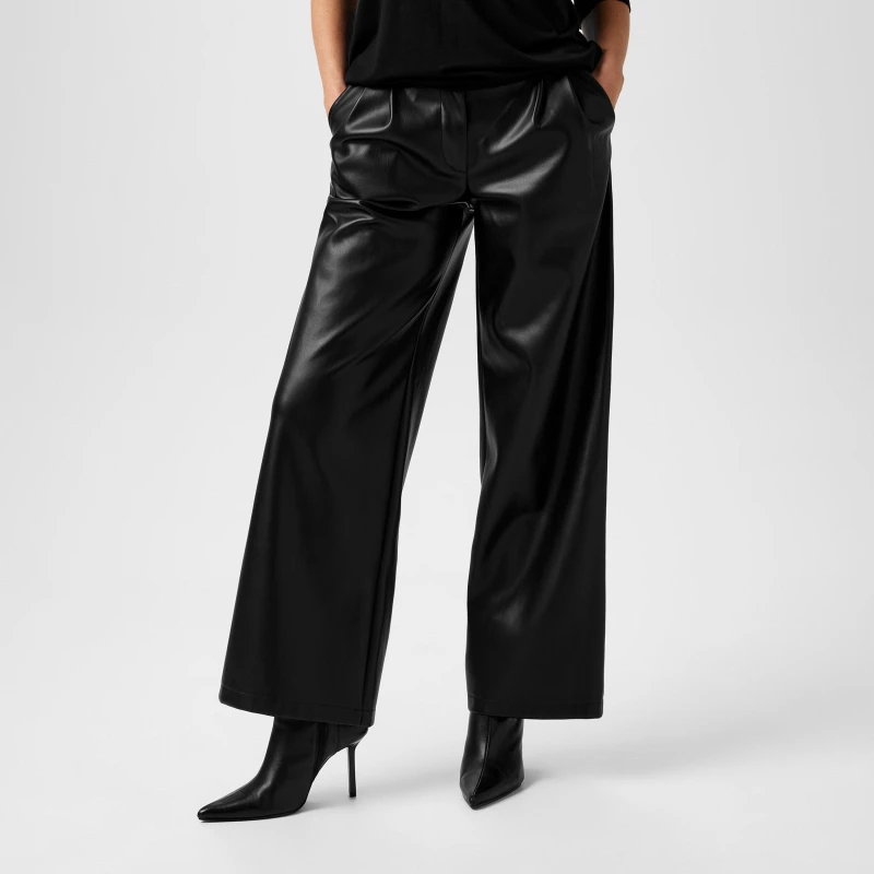 Image of Biba Biba PU Wide Leg Trousers - Black 8