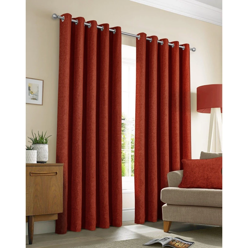 Image of Sundour Amberley Chenille Eyelet Door Curtain Orange