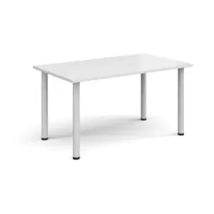Image of Rectangular white radial leg meeting table 1400mm x 800mm - white