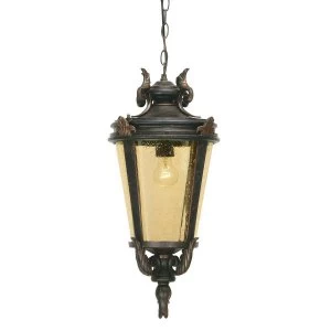 Image of 1 Light Large Outdoor Ceiling Chain Lantern Weathered Bronze, E27