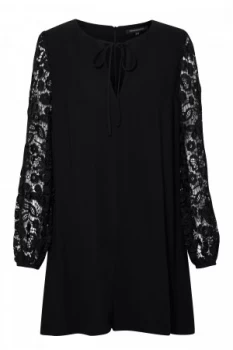 Image of French Connection Malaita Lace Tie Neck Playsuit Black