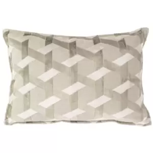 Image of Delano Velvet Jacquard Cushion Ivory/Taupe, Ivory/Taupe / 40 x 60cm / Polyester Filled