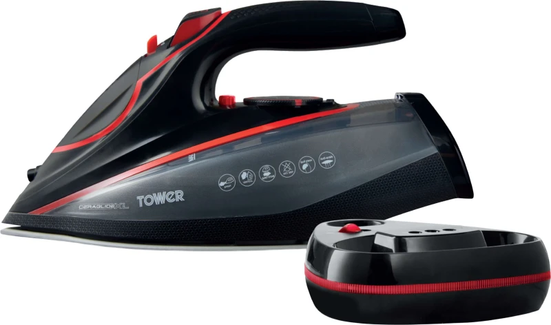 Image of Tower CeraGlide XL Cordless T22035RED 3100 Watt Iron - Black / Red