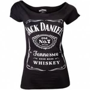 Image of Jack Daniel's Classic Old No. 7 Brand Logo Womens Skinny Small T-Shirt - Black