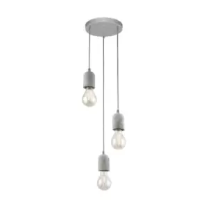 Image of Pendant 3 Bulb Ceiling Light Steel Rose Grey Concrete Shade Bulb E27 3x60W