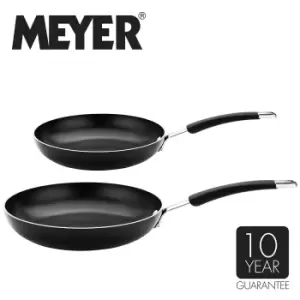 Image of Meyer Induction Aluminium Frying Pan Twin Pack Black