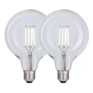 Image of 8 Watts G125 E27 LED Bulb Clear Globe Cool White Dimmable, Pack of 2