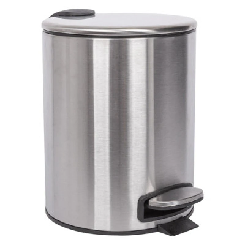 Image of Harbour Housewares Round Stainless Steel Pedal Bin - 5L - Brushed Silver unisex
