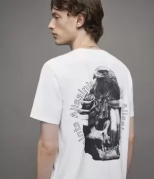 Image of AllSaints Mens Quill Crew T-Shirt, Optic White, Size: M
