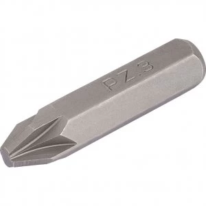 Image of Draper 8mm Hexagon Shank Pozi Impact Screwdriver Bit PZ3 30mm Pack of 1