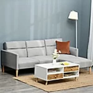 Image of Homcom Sofa Bed Linen with Footstool Light Grey
