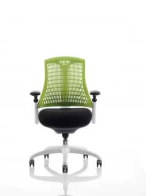 Image of Flex Task Operator Chair White Frame Fabric Seat Green Back With Arms