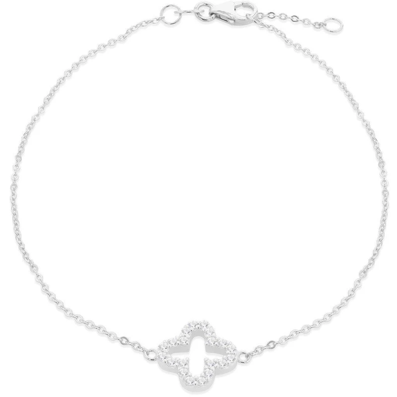 Image of Be You 9ct Gold CZ Petal Bracelet Adjustable White Gold female 7 - 7.5in