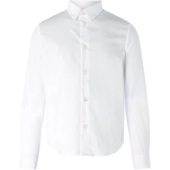 Image of Emporio Armani Core Logo Long Sleeve Poplin Shirt - White