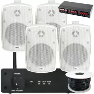 Image of Outdoor WiFi Speaker Kit 4x 60W White IP44 Stereo Amplifier Garden BBQ Party