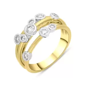Image of 18ct Yellow Gold 0.54ct Diamond Three Row Bubble Ring