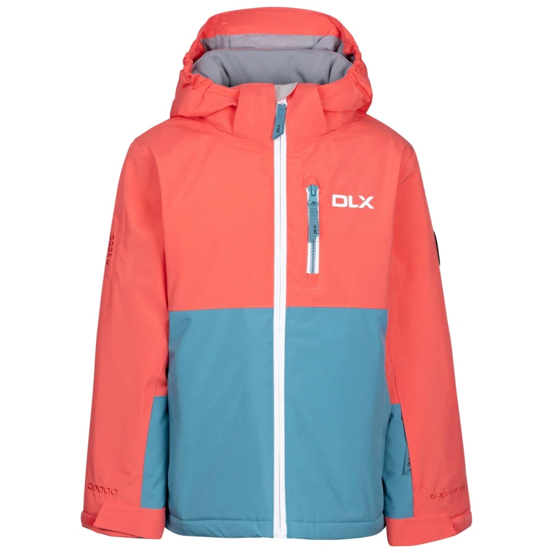 Image of DLX Unisex Kids Pauline Waterproof Thermal Ski Jacket Peach/Blue unisex 2-3 Yrs