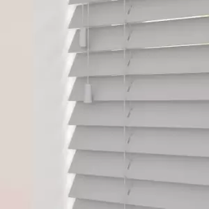 Image of Wooden Venetian Blinds With Strings Relaxed Grey